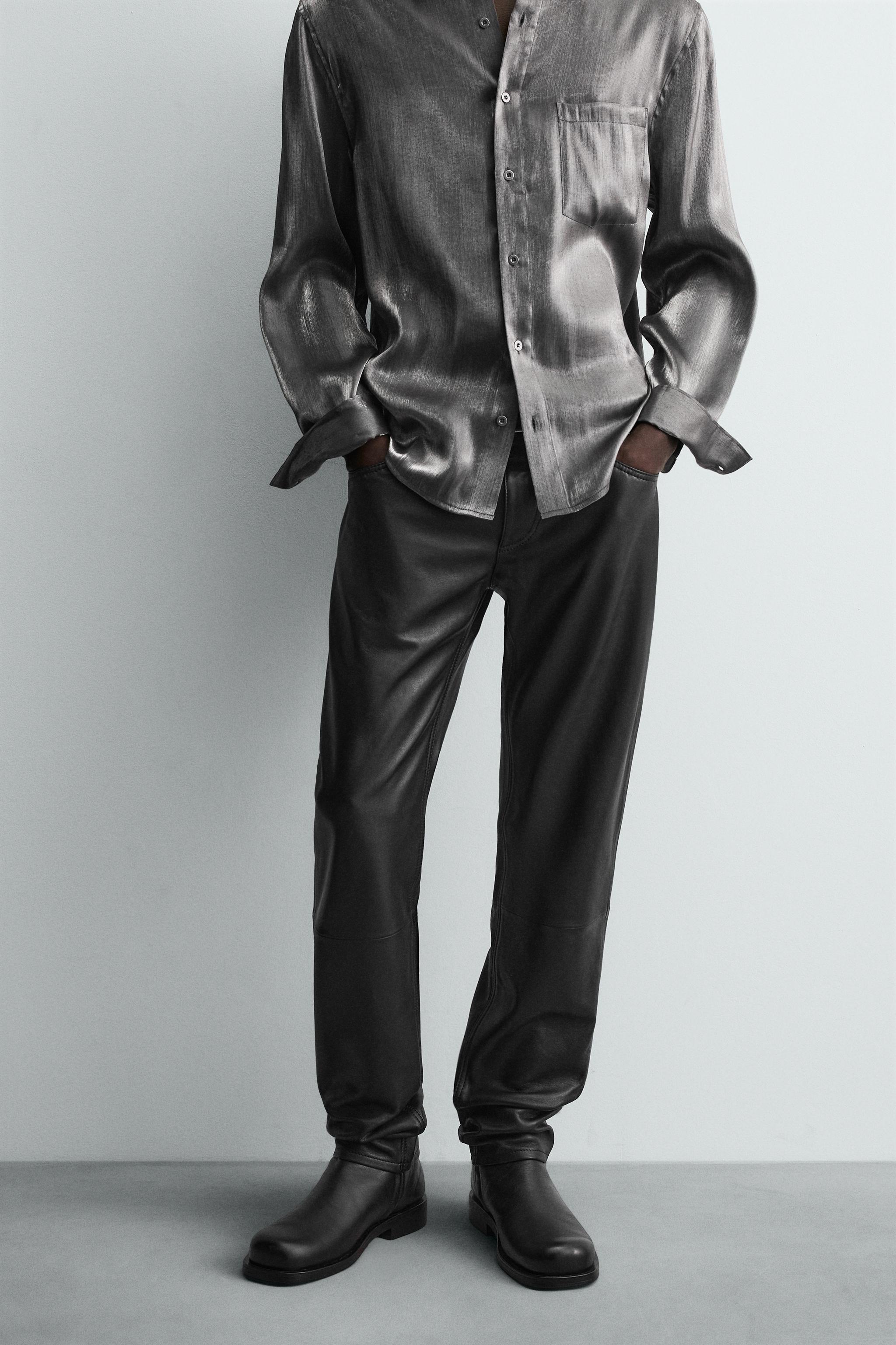 LEATHER SLIM FIT PANTS